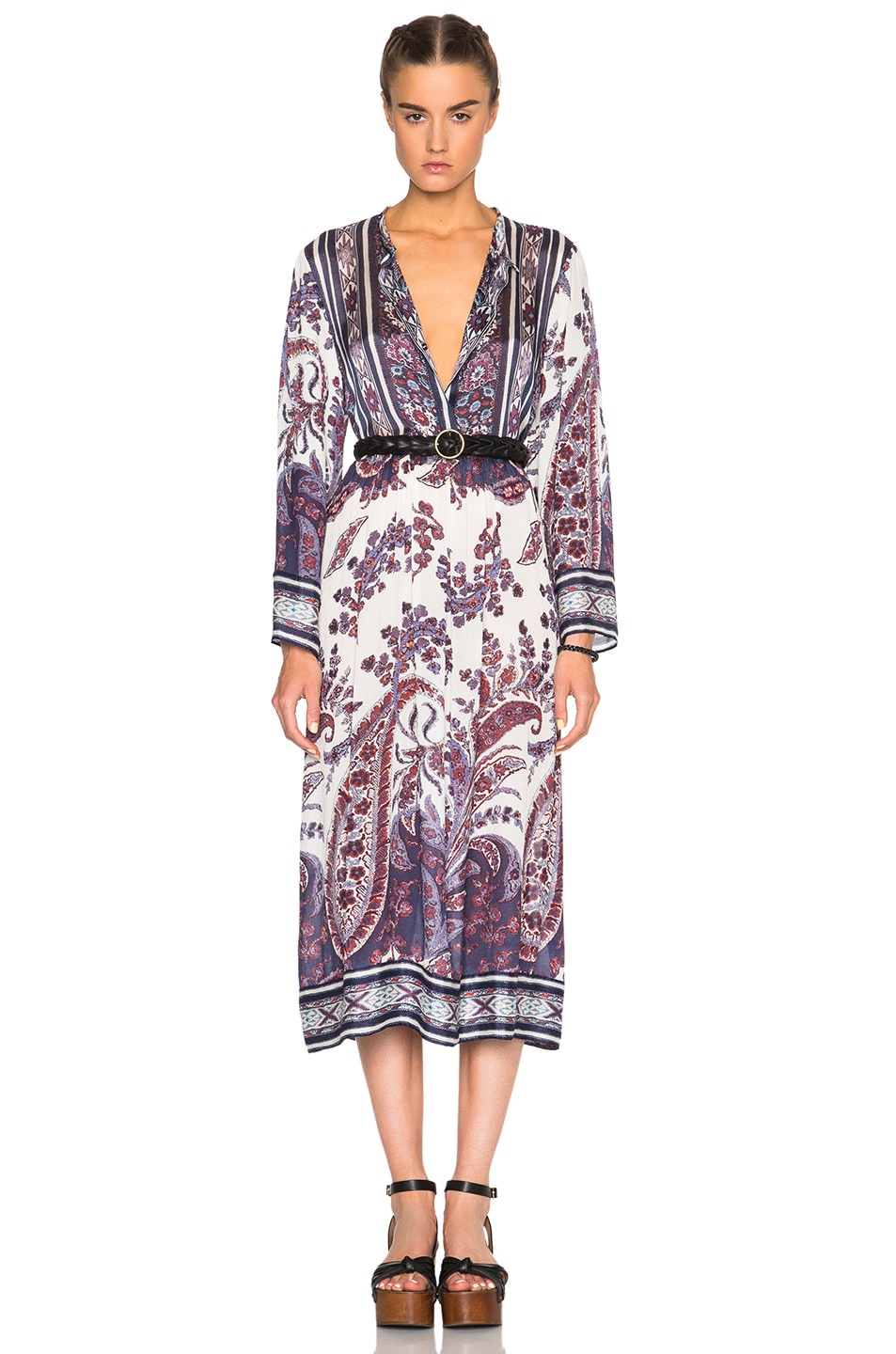 Image 1 of Isabel Marant Etoile Tilda Paisley Print Dress in Midnight