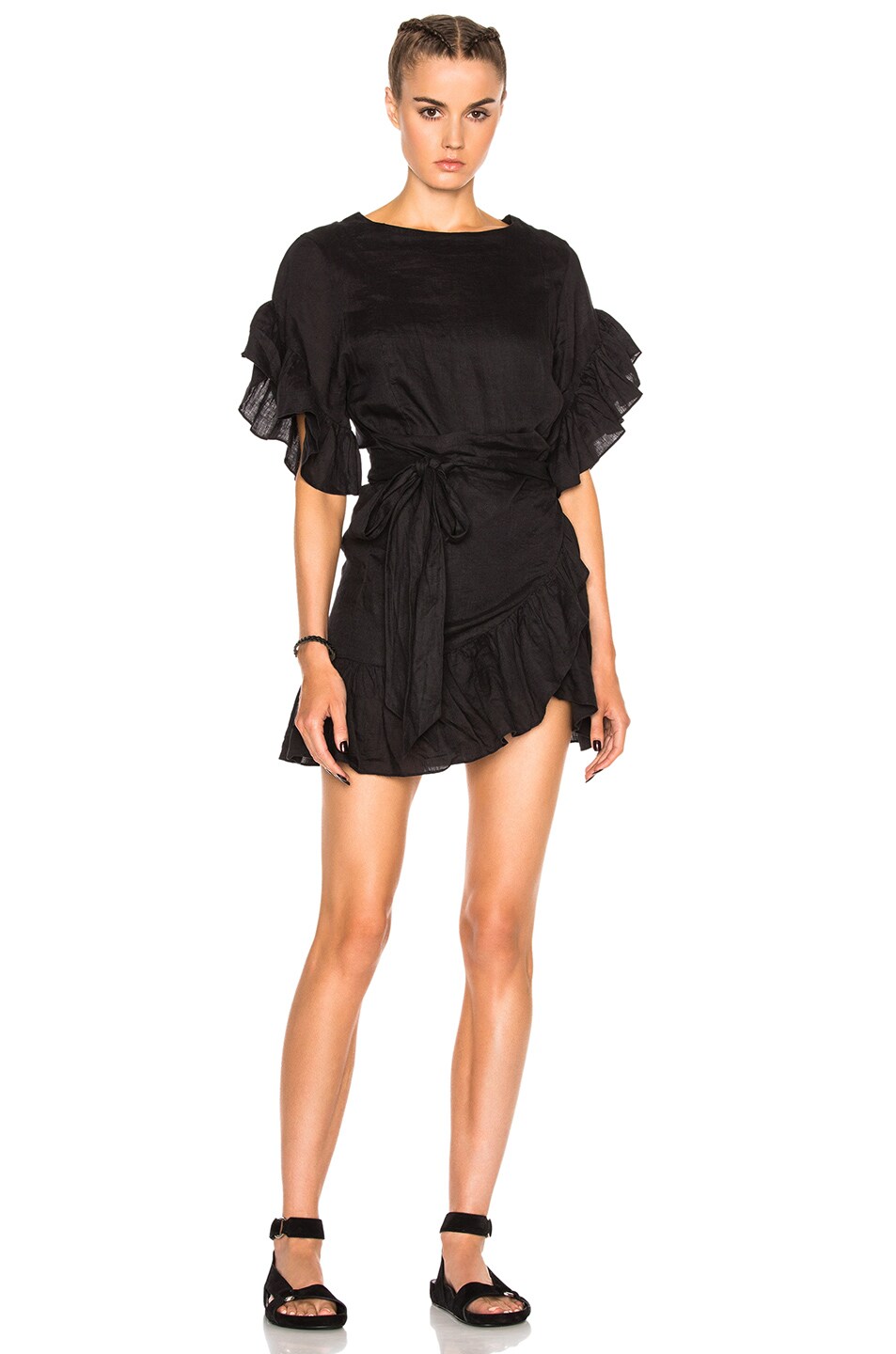 Isabel Marant Etoile Delicia Chic Linen Dress in Black | FWRD