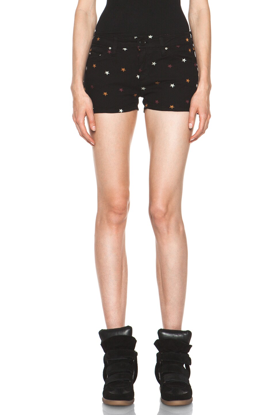 Image 1 of Isabel Marant Etoile Dinky Embroidered Shorts in Noir