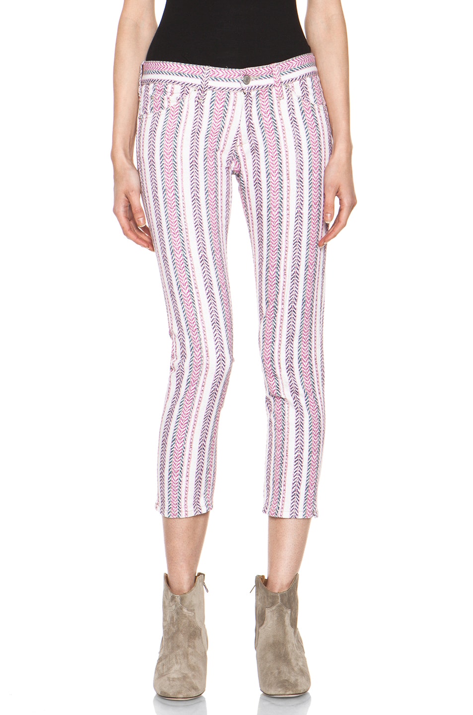 Image 1 of Isabel Marant Etoile Cooper Striped Jeans in Fuchsia