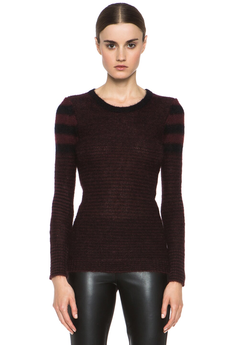 Image 1 of Isabel Marant Etoile Flynn Mohair-Blend Sweater in Black & Burgundy