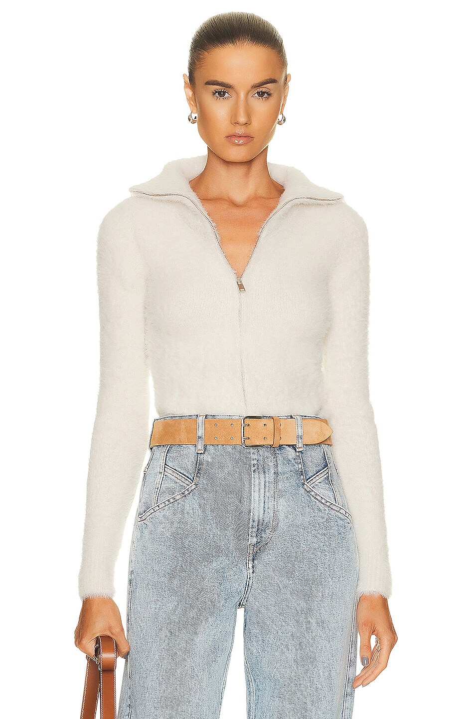 Image 1 of Isabel Marant Etoile Ortana Zip Up Sweater in Ecru