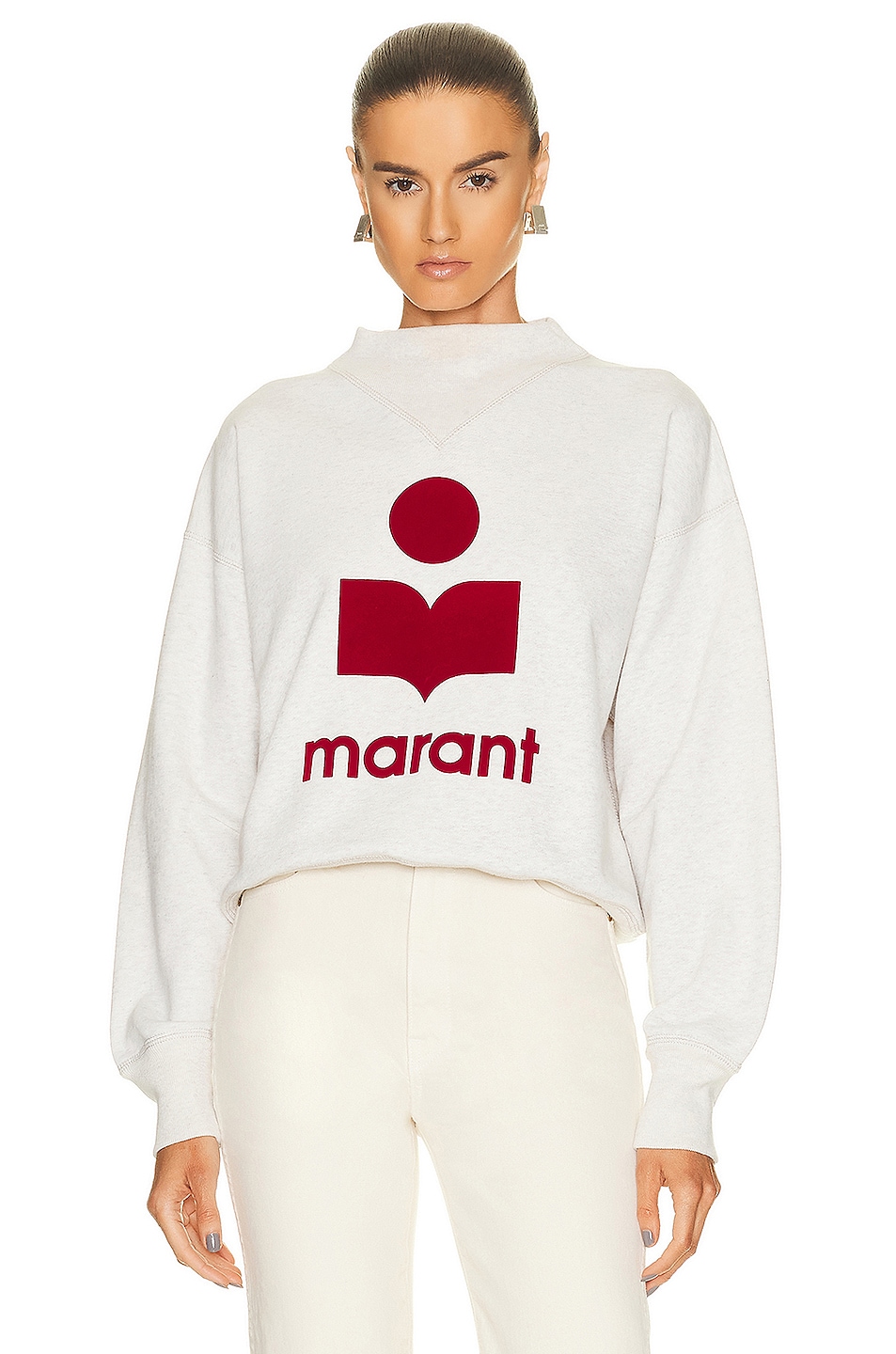 Image 1 of Isabel Marant Etoile Moby Sweatshirt in Ecru & Red