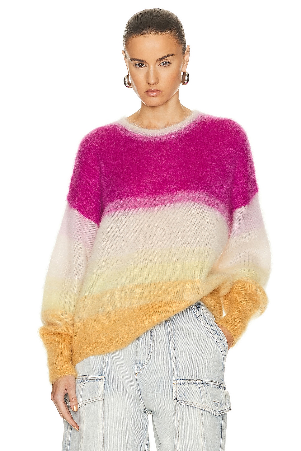 Image 1 of Isabel Marant Etoile Drussell Sweater in Fuschia & Yellow