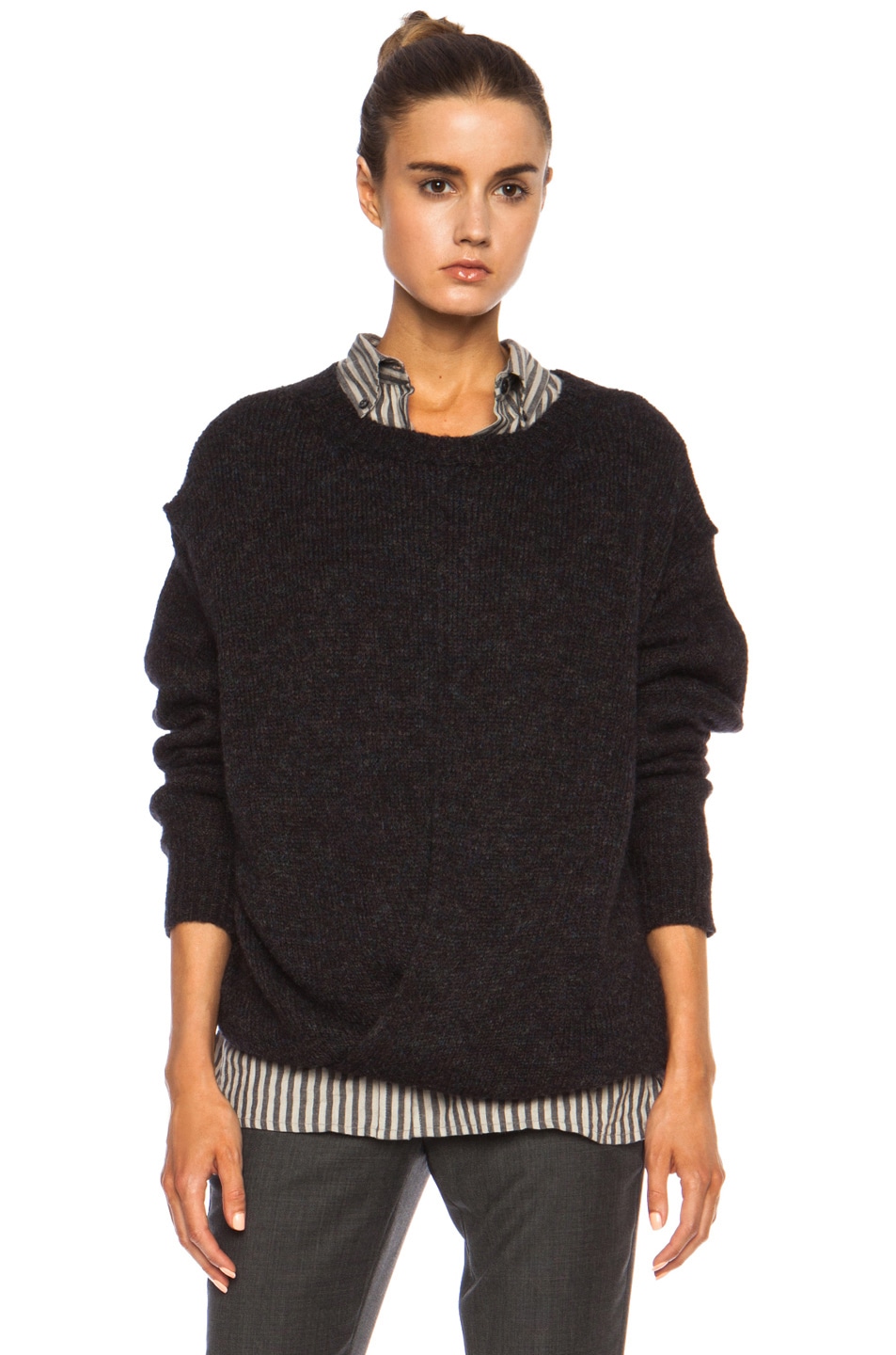 Isabel Marant Etoile Rikers Draped Lambswool Sweater in Midnight | FWRD