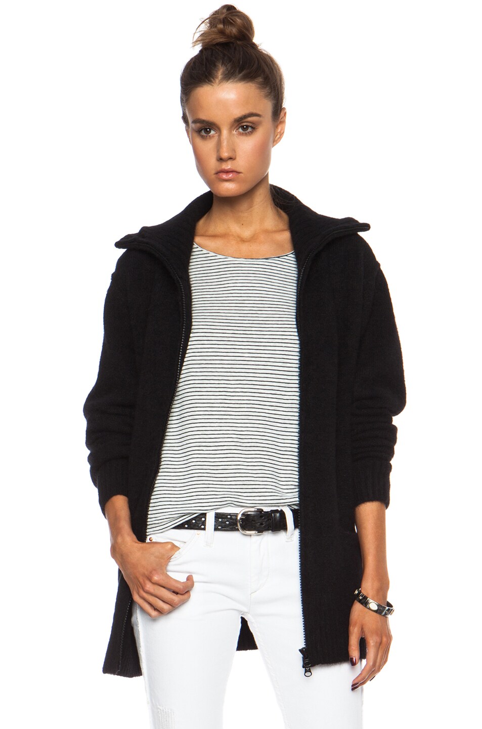 Image 1 of Isabel Marant Etoile Prisma Mellow Knit Polyamide-Blend Jacket in Black
