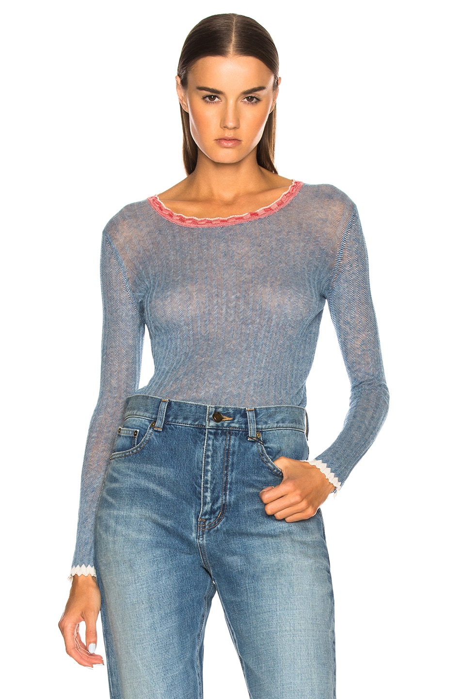 Image 1 of Isabel Marant Etoile Aggy Thin Striped Sweater in Blue