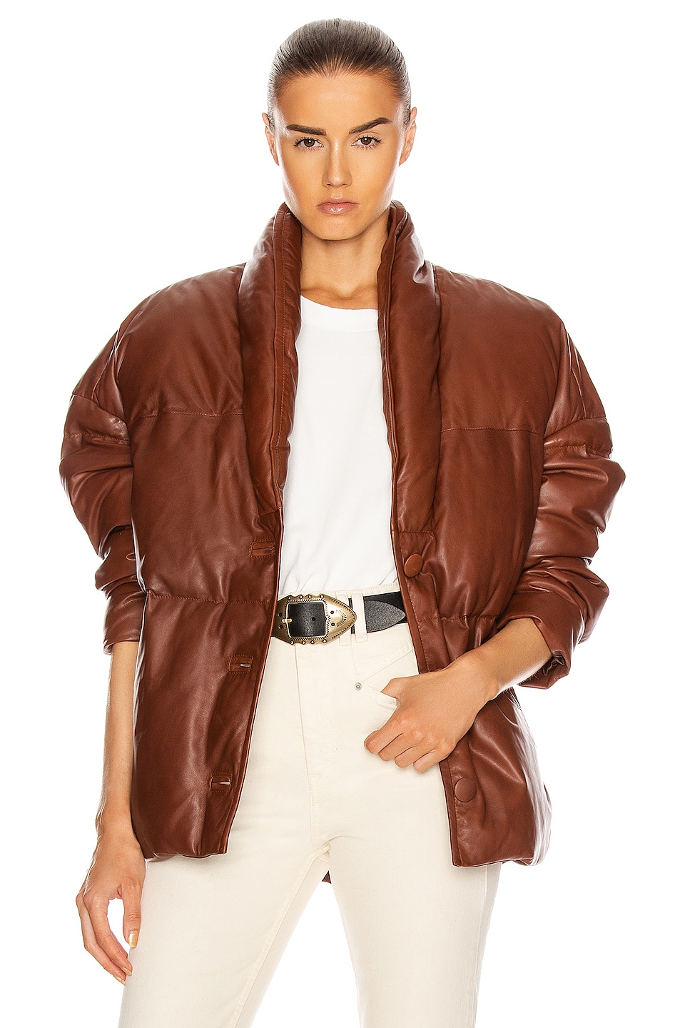 Isabel Marant Etoile Leather Carterae Jacket in Brown | FWRD