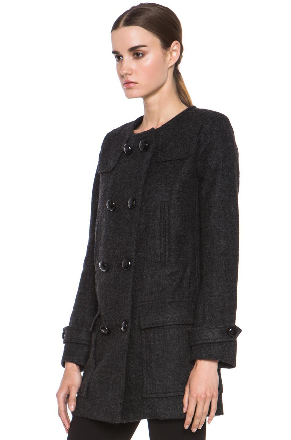 Isabel Marant Etoile Clifford Caban Wool-Blend Peacoat in Anthracite | FWRD
