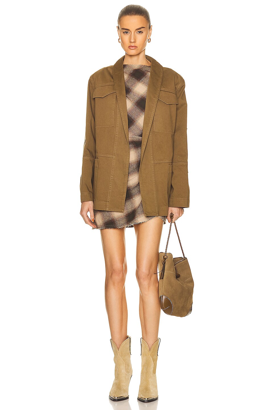 ISABEL MARANT Etoile All-over pattern quilted liner, padded, reversible coat outer Brown x khaki 36