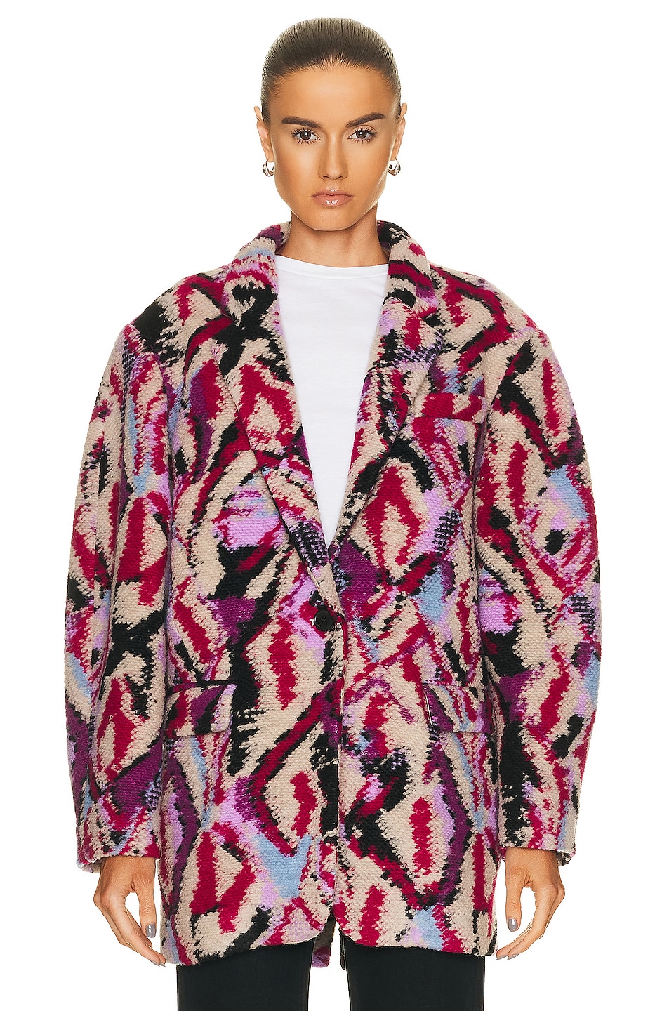 Image 1 of Isabel Marant Etoile Nilinda Fuzzy Jacket in Fuchsia
