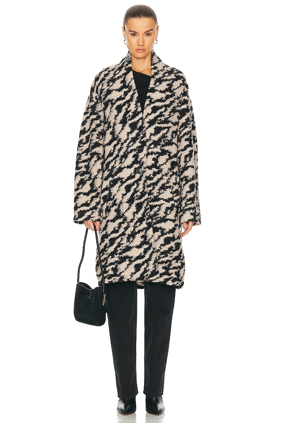 Shop Isabel Marant Étoile Felexia Coat In Black & Beige