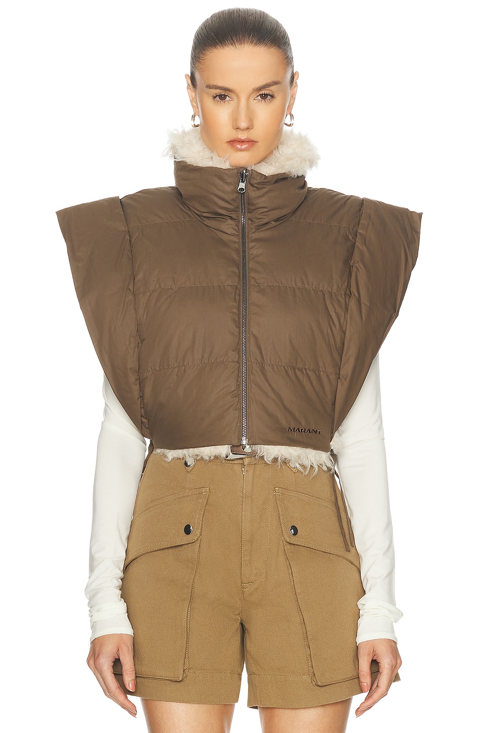 Shop Isabel Marant Étoile Hoodiali Vest In Khaki