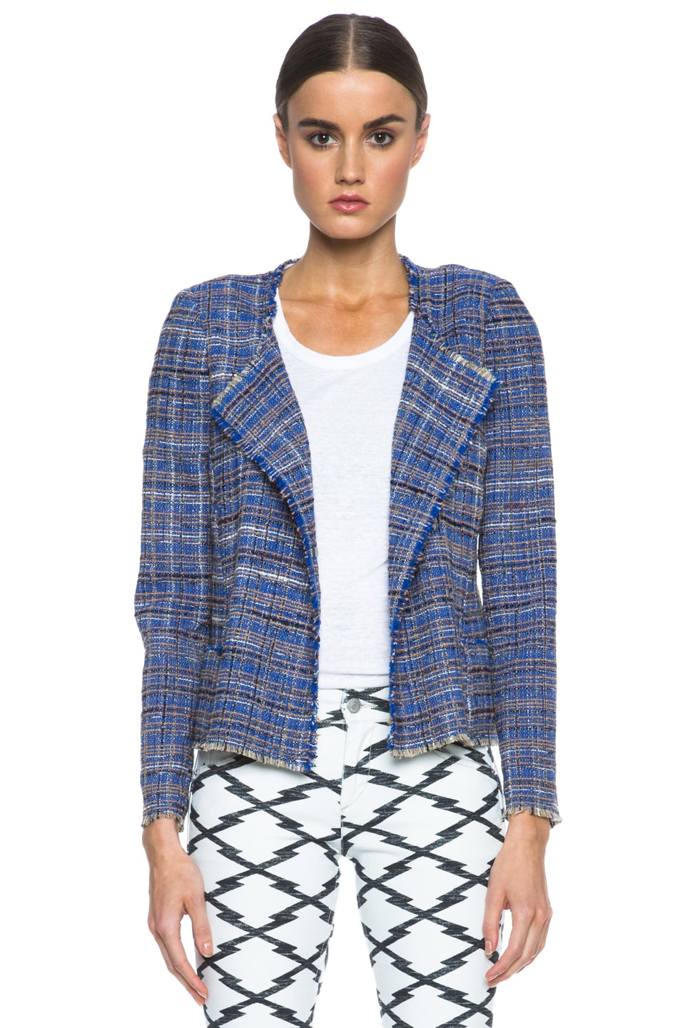 Image 1 of Isabel Marant Etoile Gaylord Summer Cowens Cotton-Blend Jacket in Blue