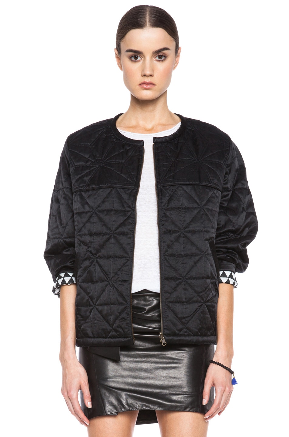 Image 1 of Isabel Marant Etoile Laitlyn Quilted Silk Jacket in Black