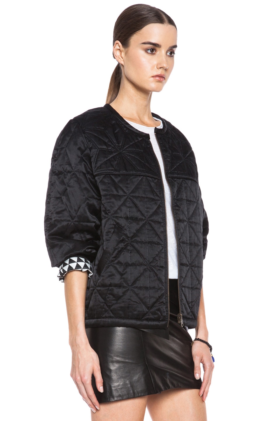Isabel Marant Etoile Laitlyn Quilted Silk Jacket in Black FWRD