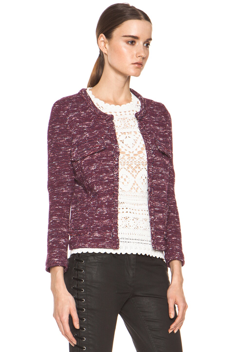 Isabel Marant Etoile Ariana Heather Striped Jacket in Bleu Rouge | FWRD