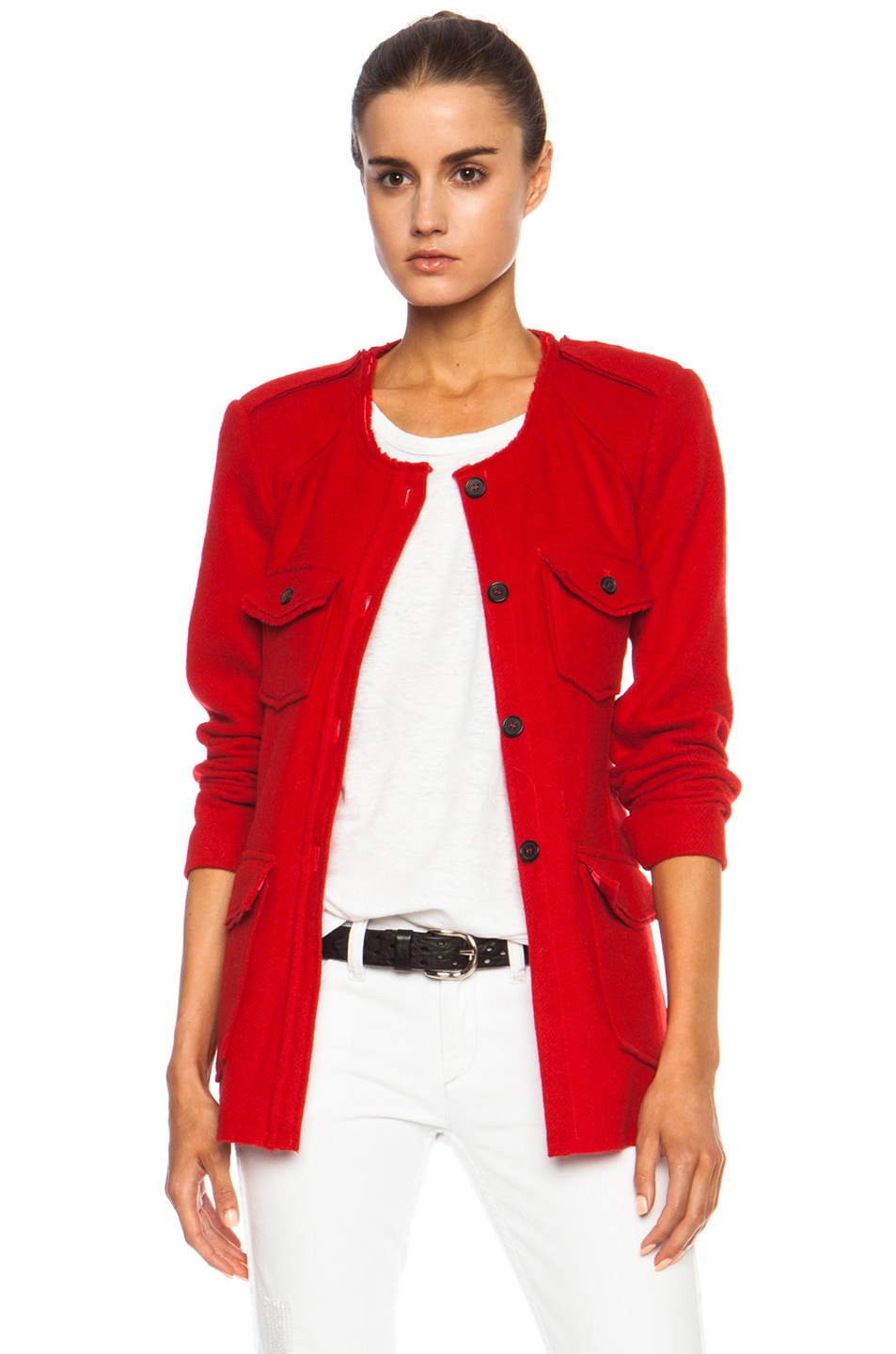 Image 1 of Isabel Marant Etoile Joff Heavy Wool-Blend Jacket in Red