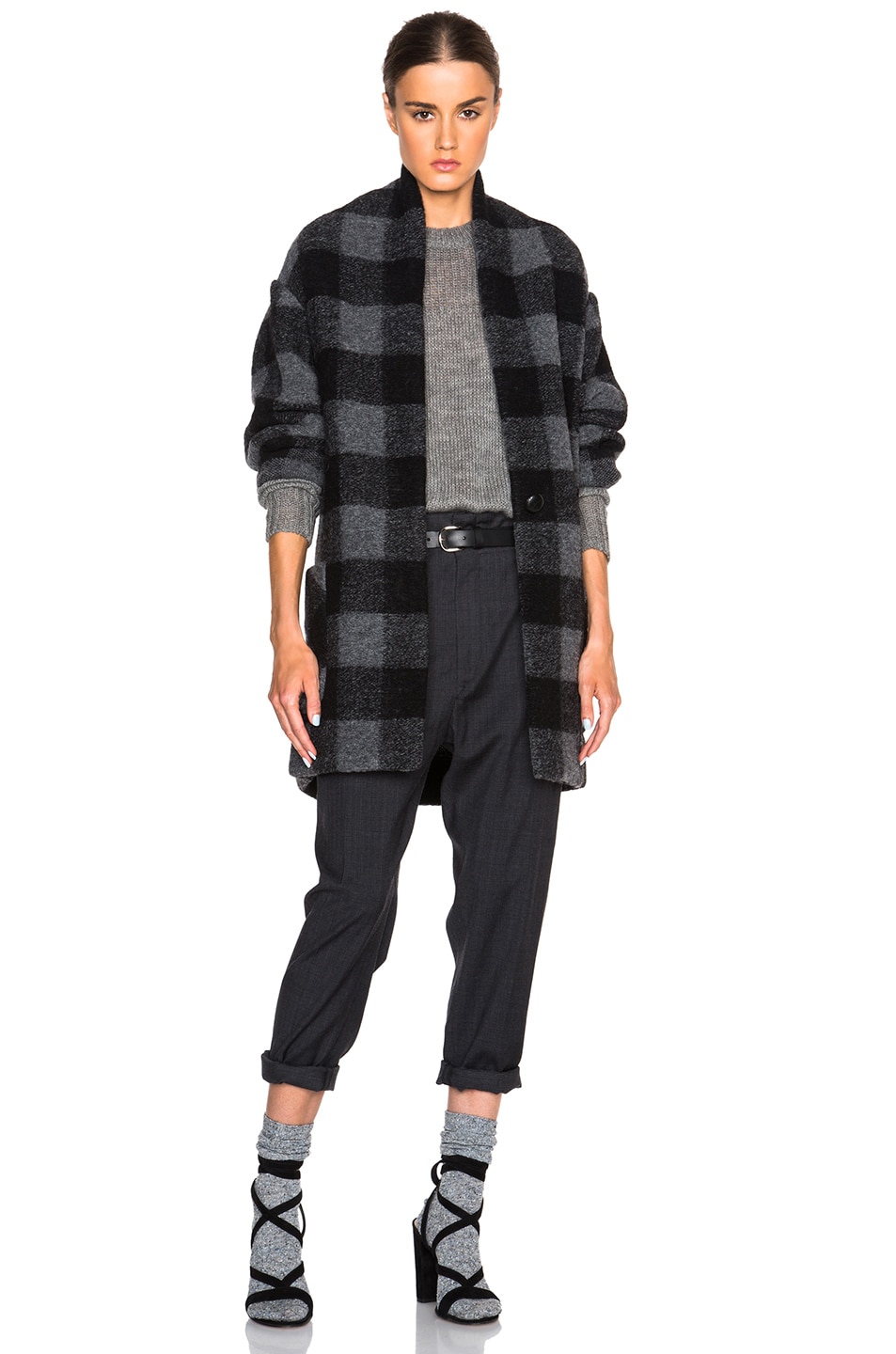 Image 1 of Isabel Marant Etoile Gabrie Check Coat in Anthracite