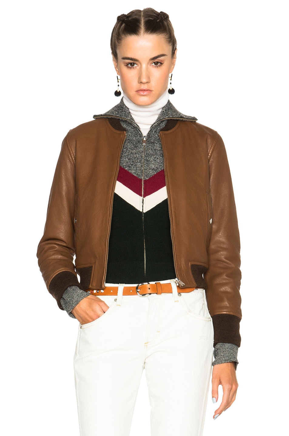 Image 1 of Isabel Marant Etoile Brantley Washed Leather Jacket in Brown