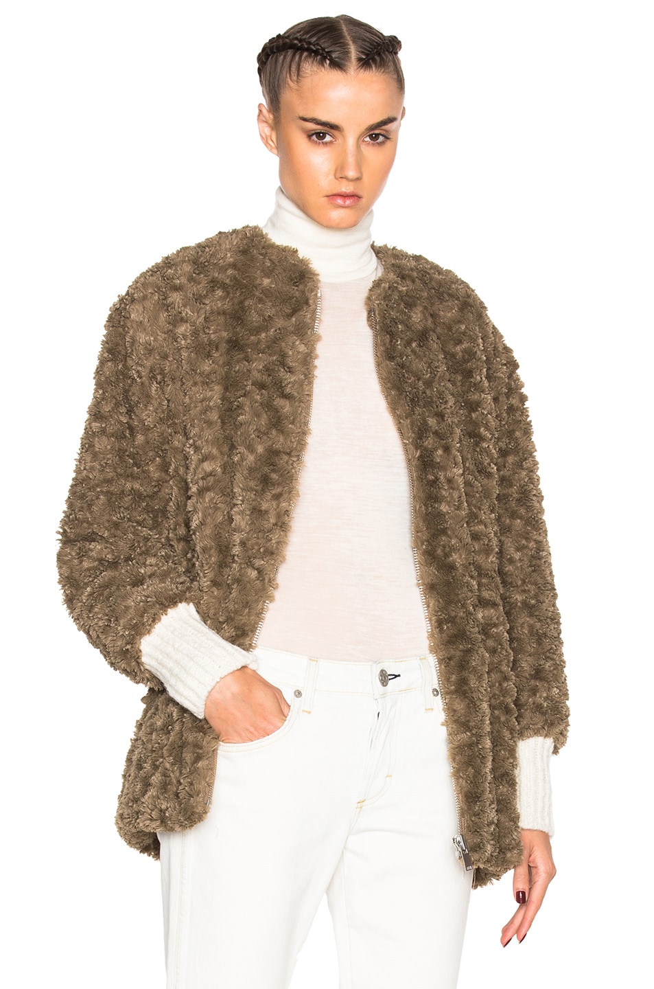 Image 1 of Isabel Marant Etoile Abril Easy Faux Fur Coat in Beige