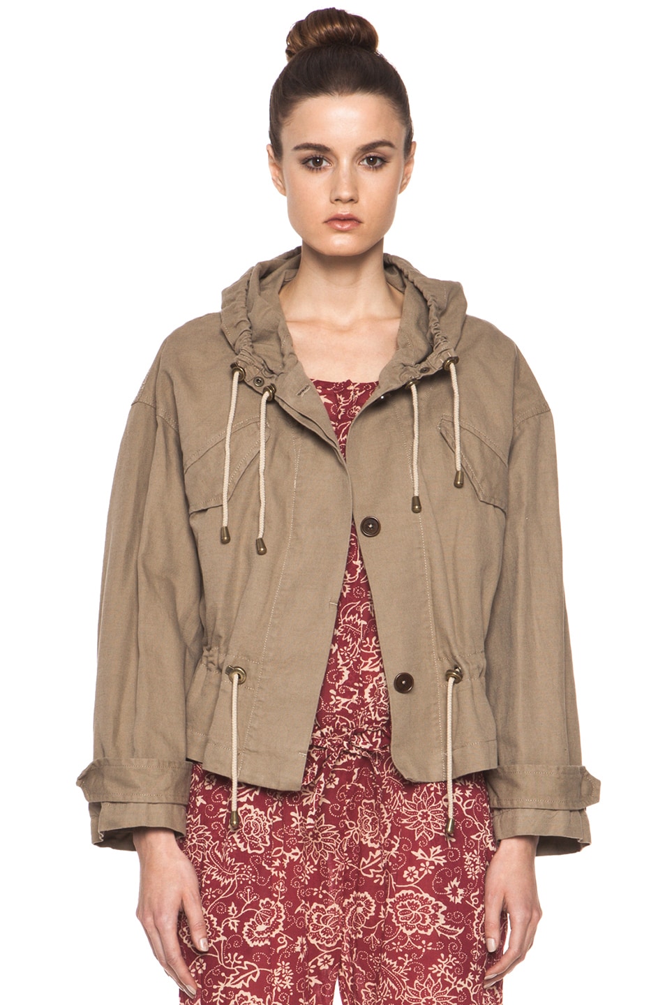 Image 1 of Isabel Marant Etoile Gilly Cotton Canvas Jacket in Ficelle