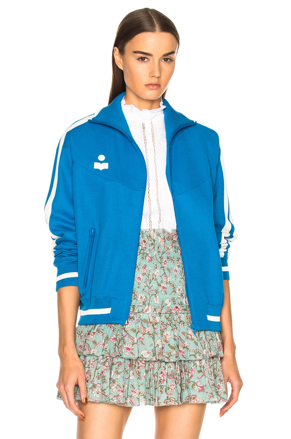 Image 1 of Isabel Marant Etoile Darcy Sporty Knit Track Jacket in Electric Blue