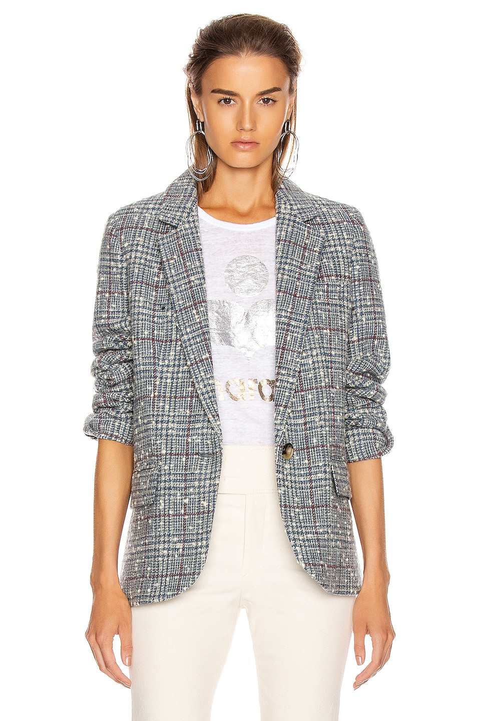 Isabel Marant Etoile Kice Blazer in Grey & Blue | FWRD