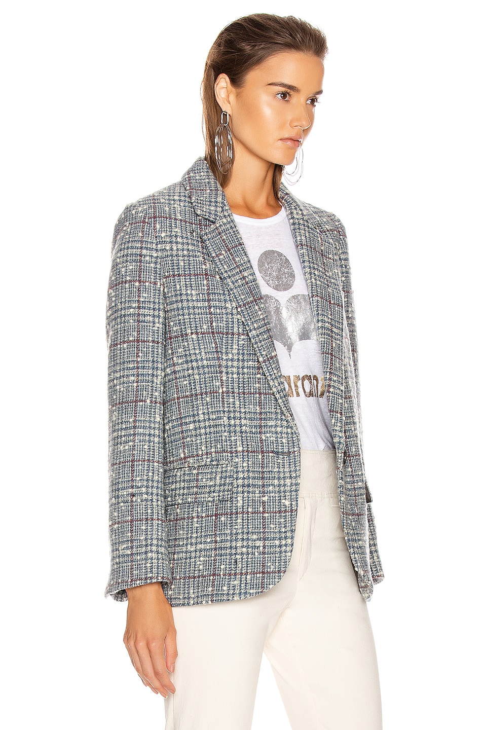 Isabel Marant Etoile Kice Blazer in Grey & Blue | FWRD