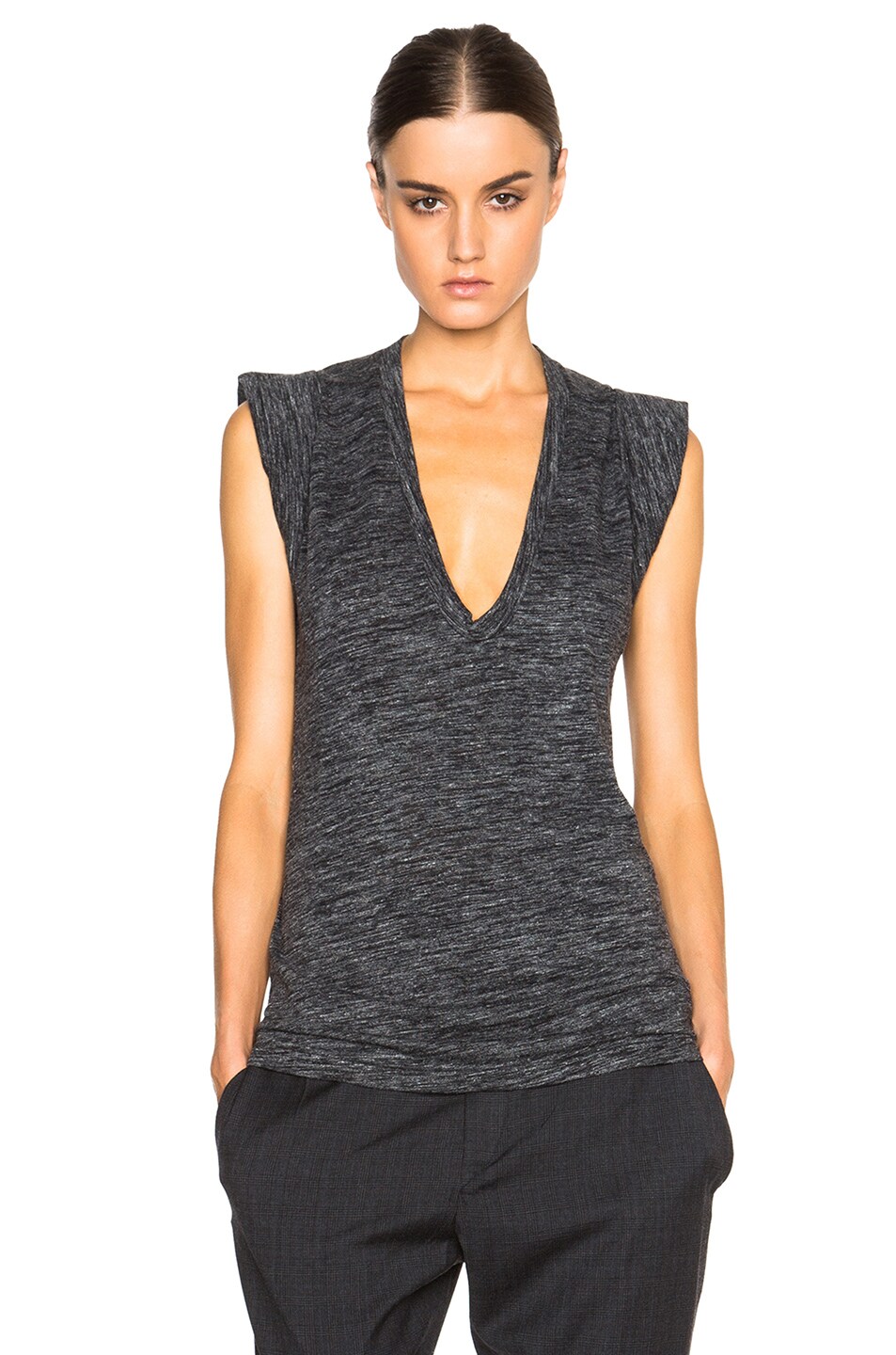Isabel Marant Etoile Wenji Stretch Jersey Top in Anthracite | FWRD