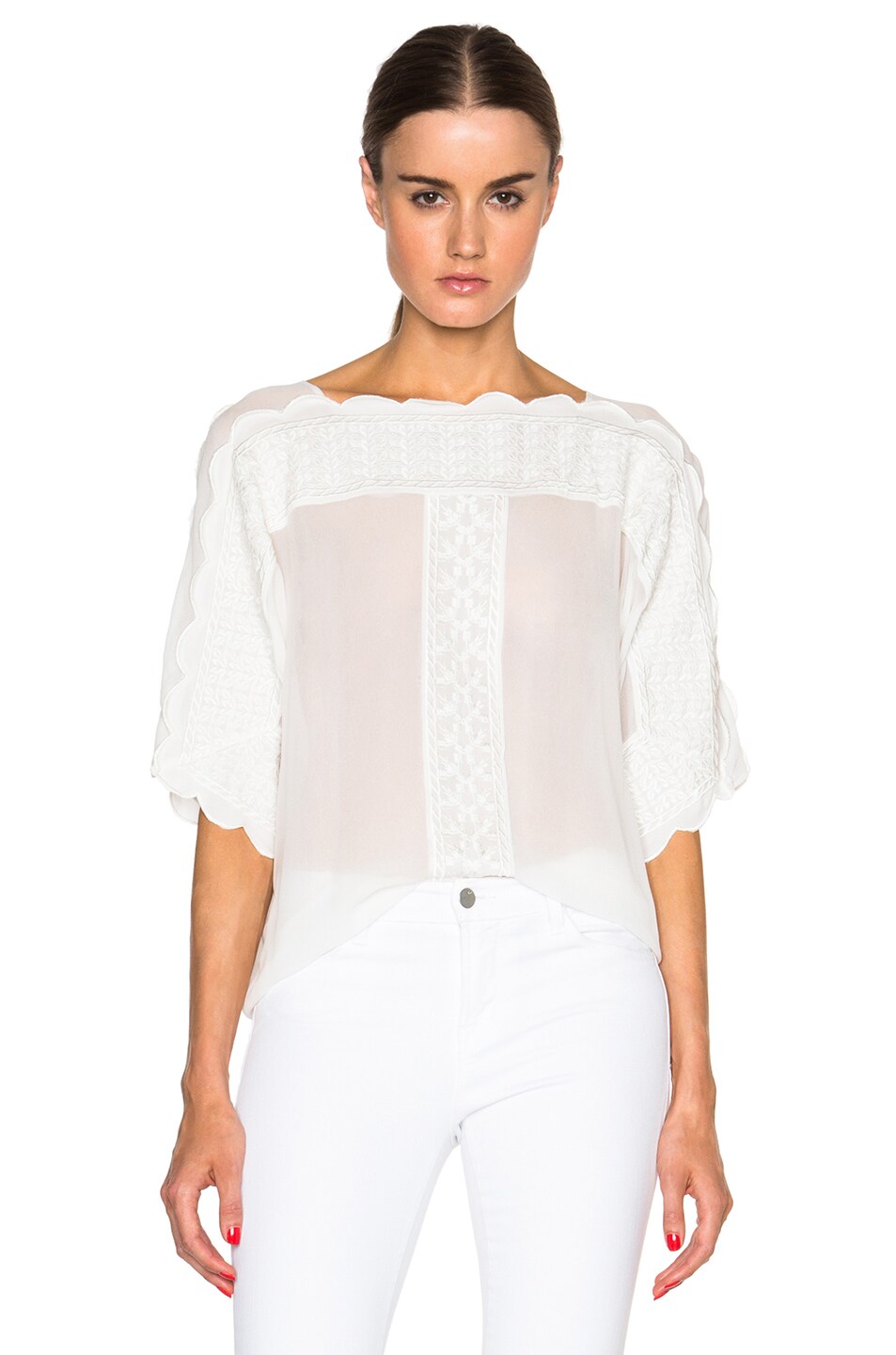 Image 1 of Isabel Marant Etoile Axel Embroidered Dancers Top in White