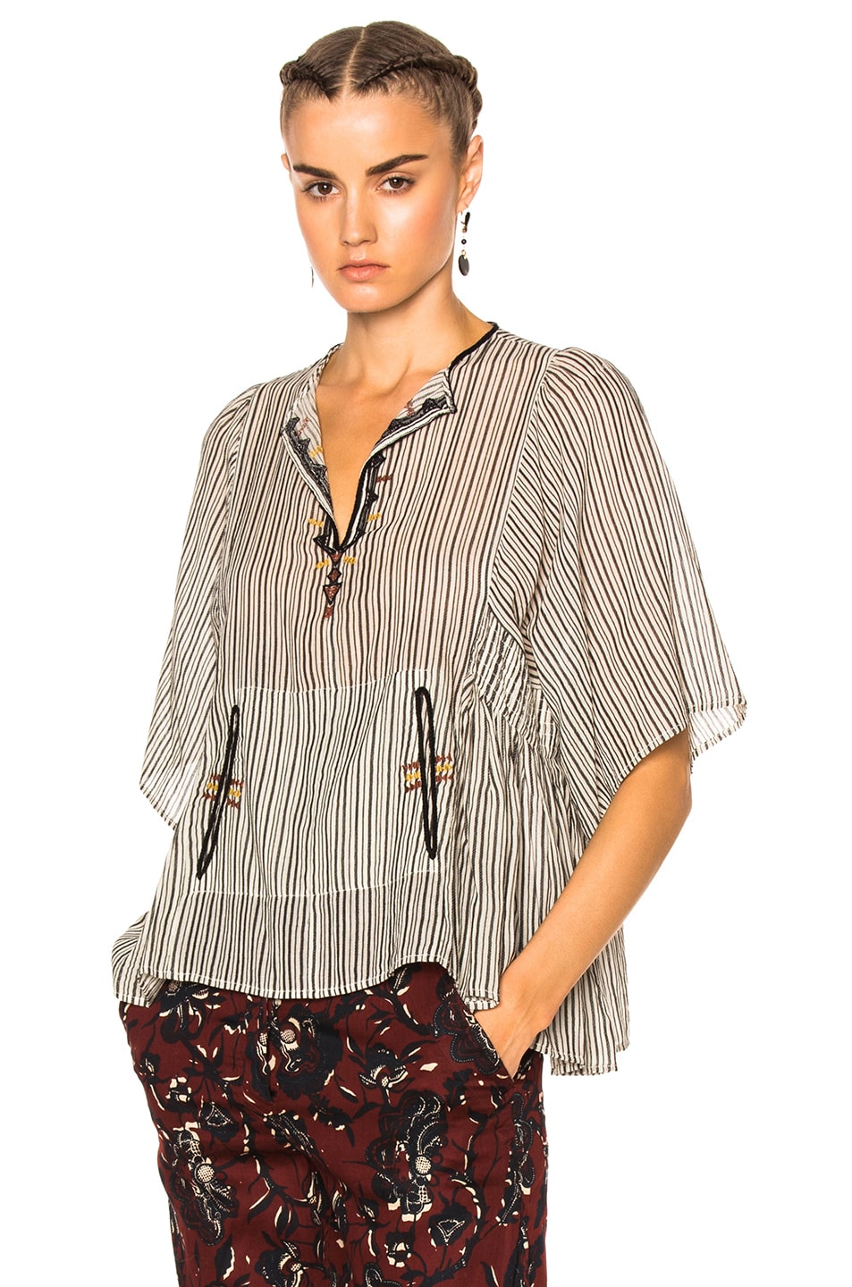 Image 1 of Isabel Marant Etoile Joy Striped Shirt in Ecru