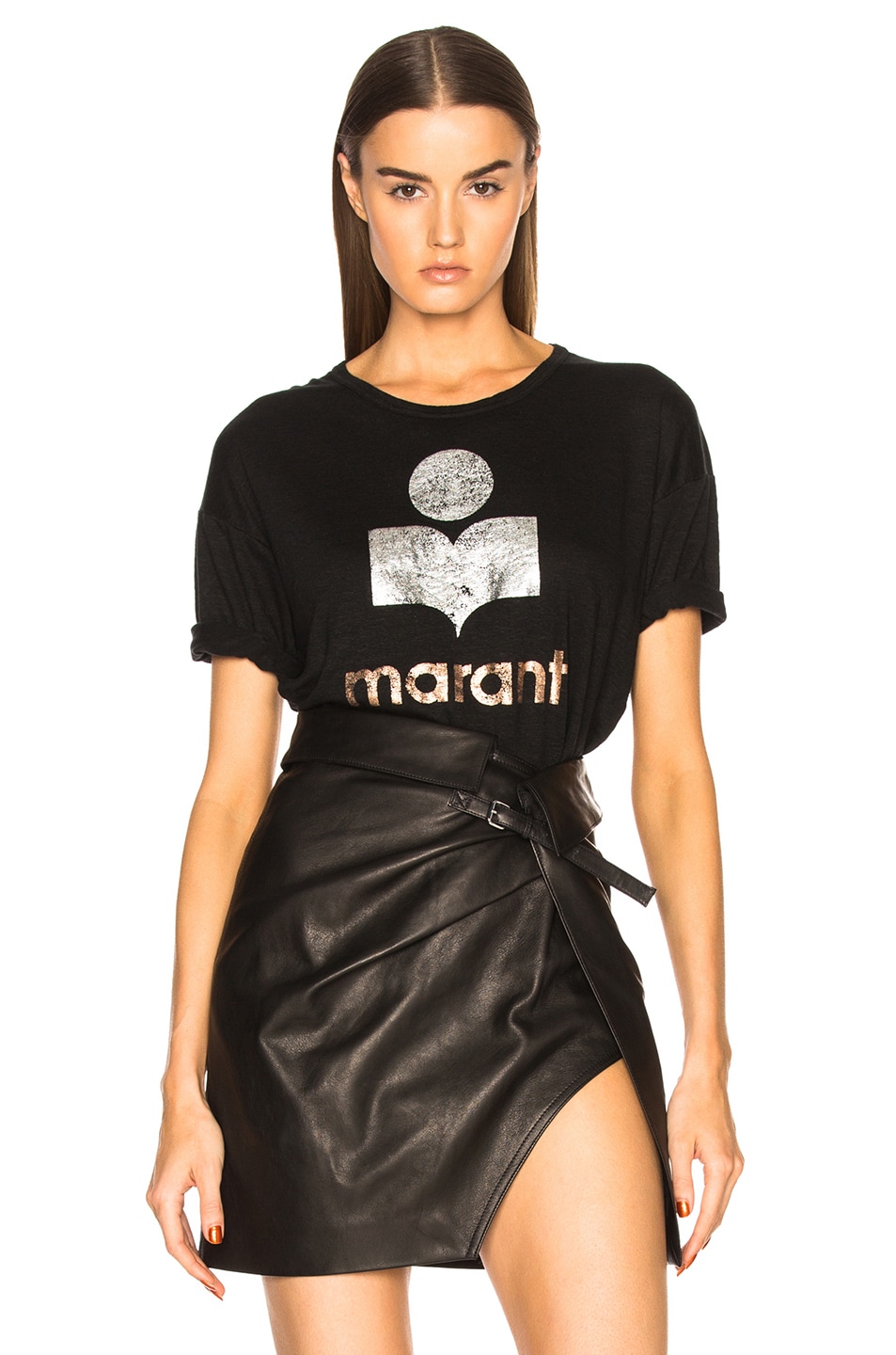 Image 1 of Isabel Marant Etoile Koldi Shiny Marant Tee in Black