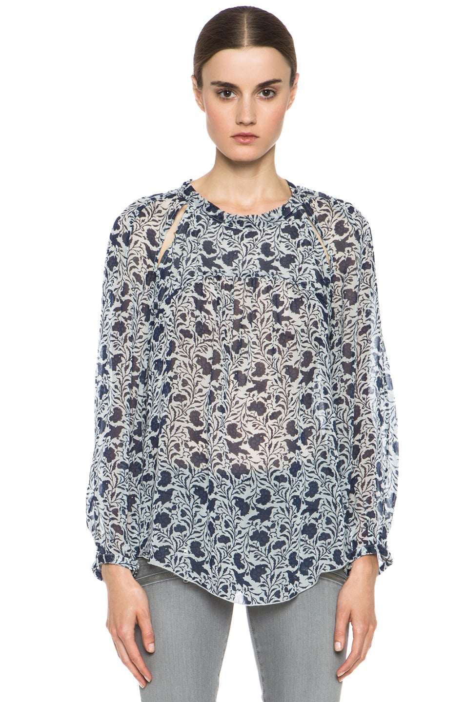 Isabel Marant Etoile Dresley Birdy Viscose Top in Blue | FWRD