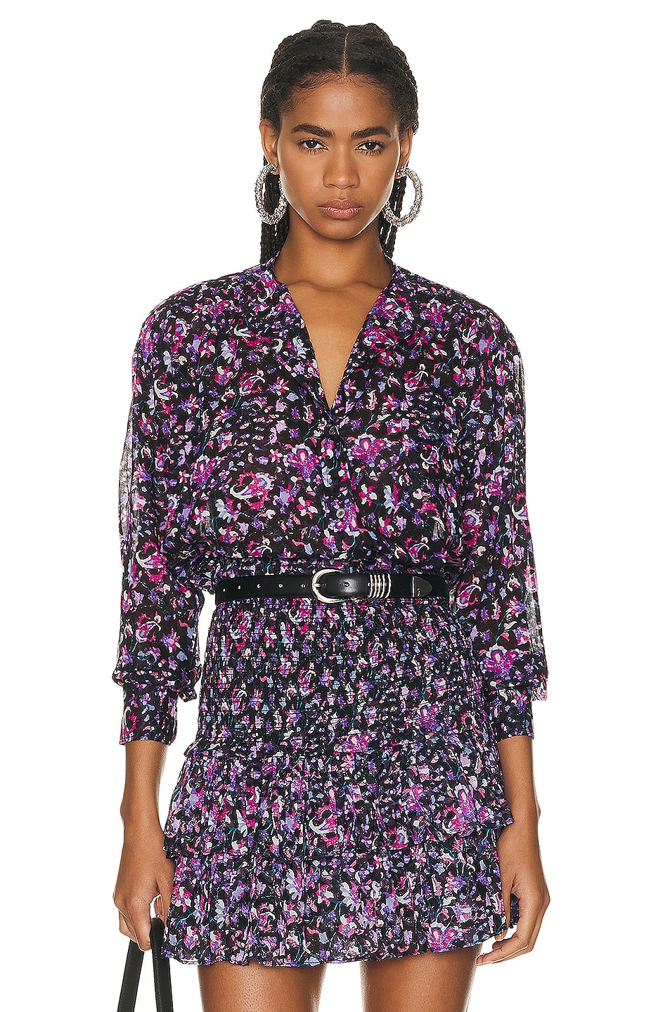 Image 1 of Isabel Marant Etoile Mexika Blouse in Midnight & Pink