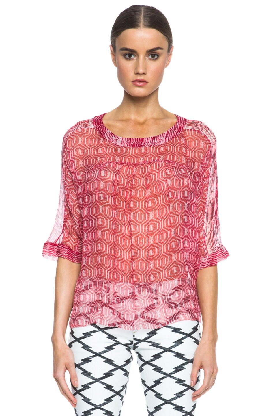 Image 1 of Isabel Marant Etoile Zian Silk Top in Red