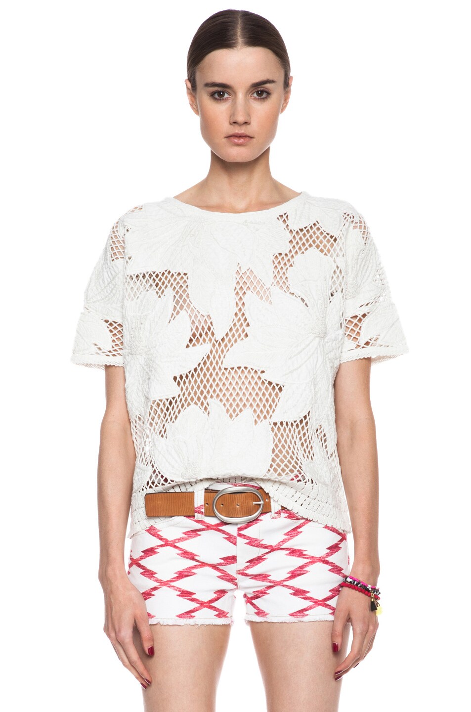 Image 1 of Isabel Marant Etoile Calice Crochet Knit Top in White