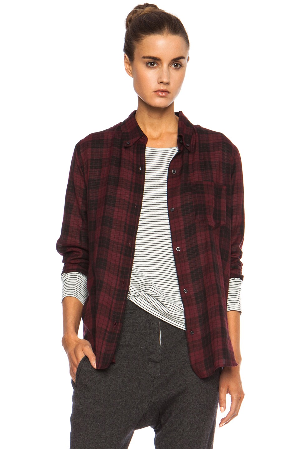 Image 1 of Isabel Marant Etoile Ipa Cotton Voile Button Up in Burgundy
