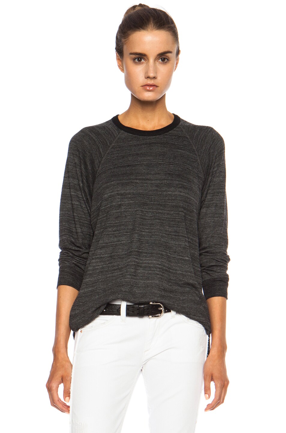 Image 1 of Isabel Marant Etoile Nyda Heather Viscose-Blend Tee in Anthracite