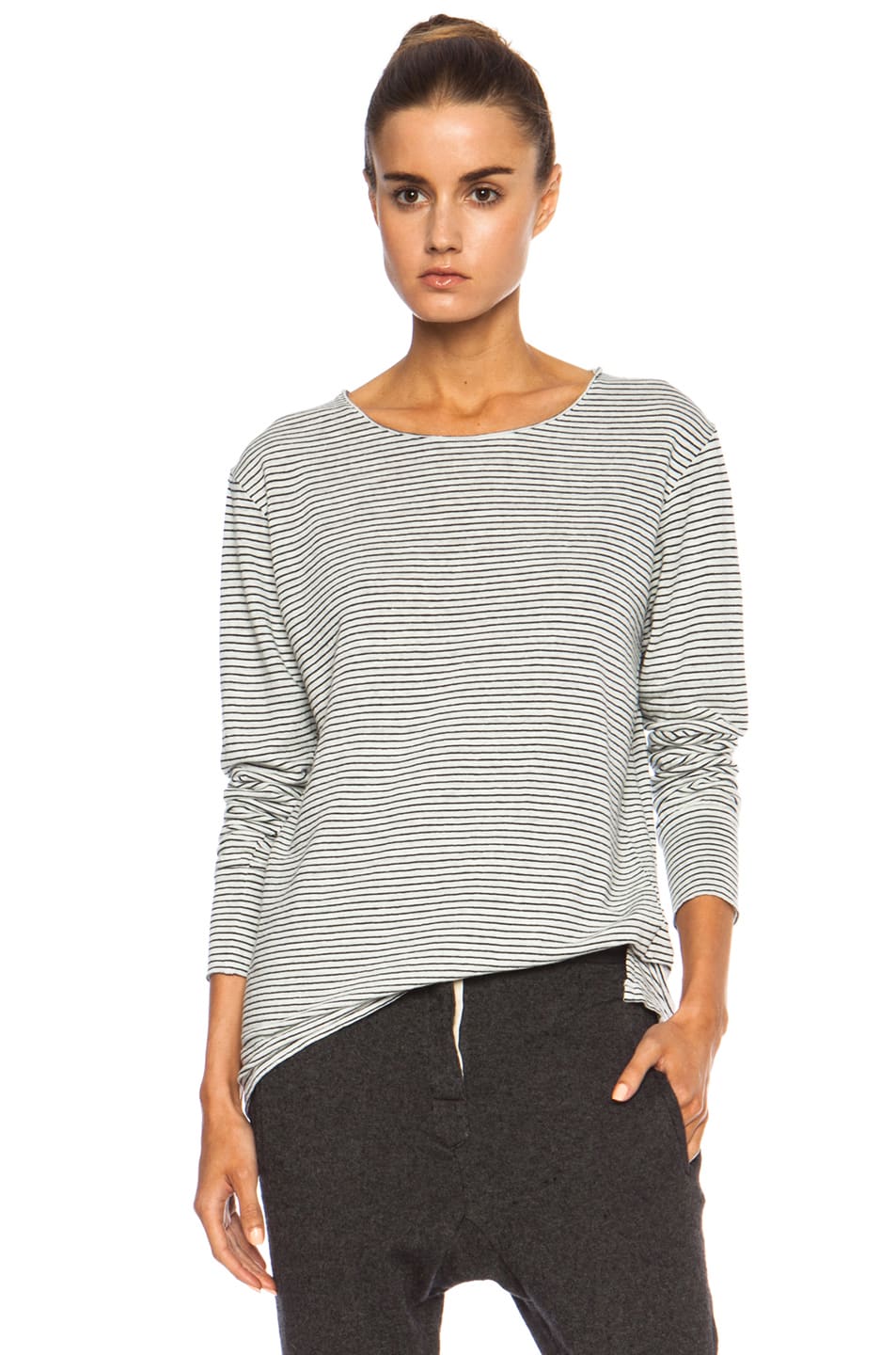 Image 1 of Isabel Marant Etoile Iliesse Striped Linen Tee in Off White