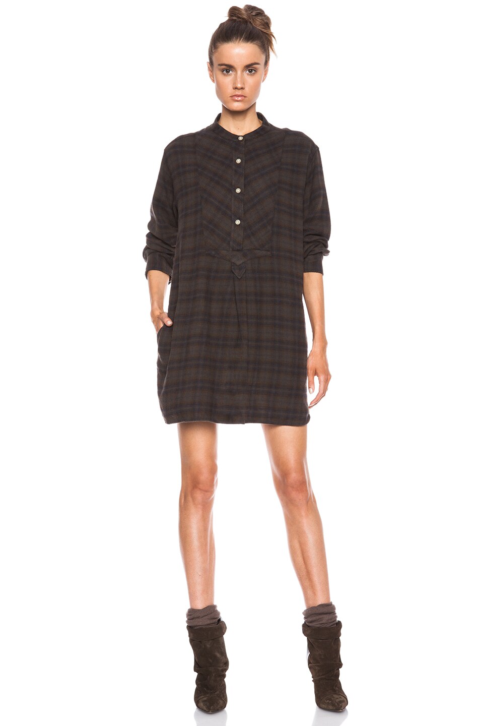 Image 1 of Isabel Marant Etoile Vienna Check Cotton-Blend Shirt in Bronze