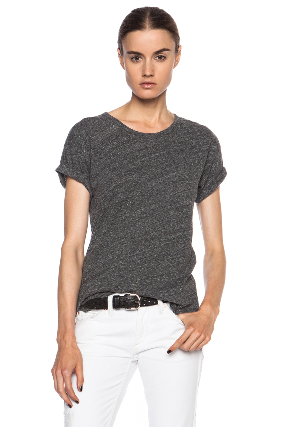 Image 1 of Isabel Marant Etoile Laura Perfect Cotton Tee in Anthracite