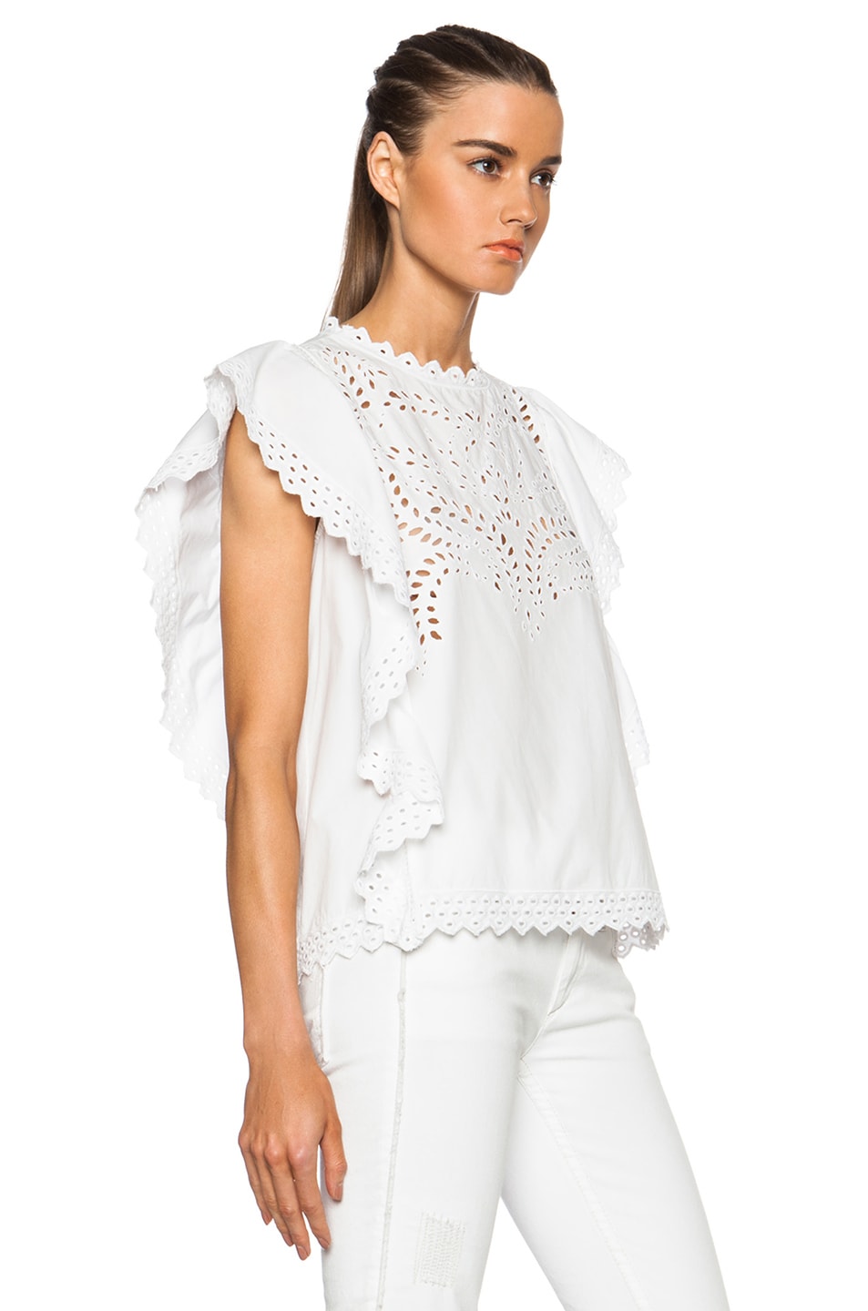 Isabel Marant Etoile Salvia French Embroidery Cotton Top in White | FWRD