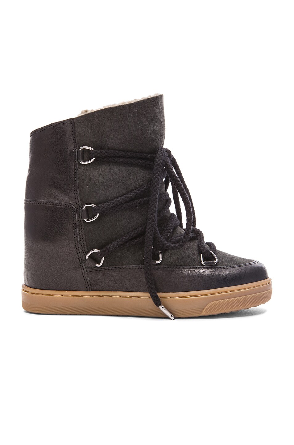 Image 1 of Isabel Marant Etoile Nowles Shearling and Leather Boots in Black