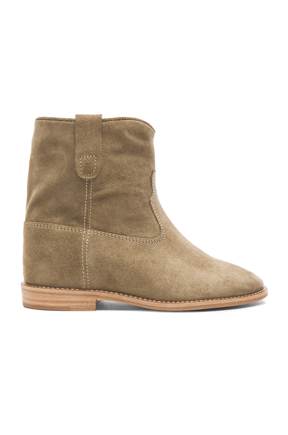 Image 1 of Isabel Marant Etoile Crisi Calfskin Velvet Leather Boots in Taupe