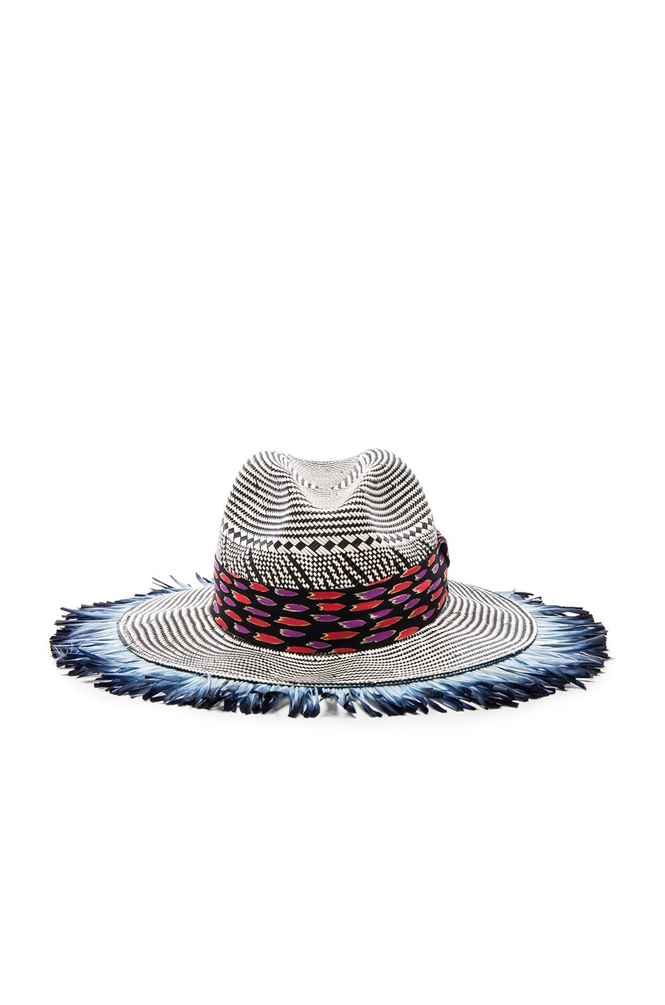 Image 1 of Etro Woven Feather Hat in Blue
