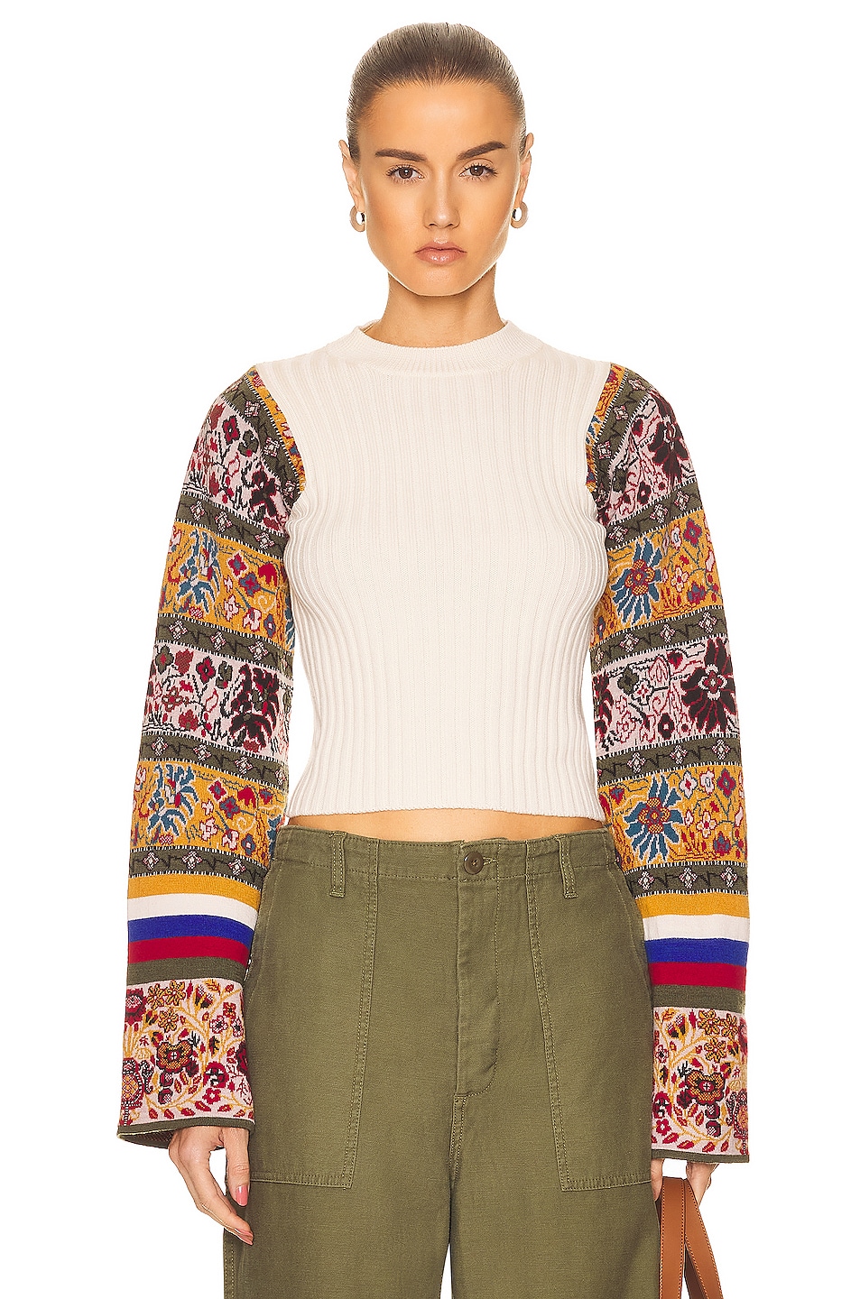 Image 1 of Etro Long Sleeve Patterned Sweater in Bianco