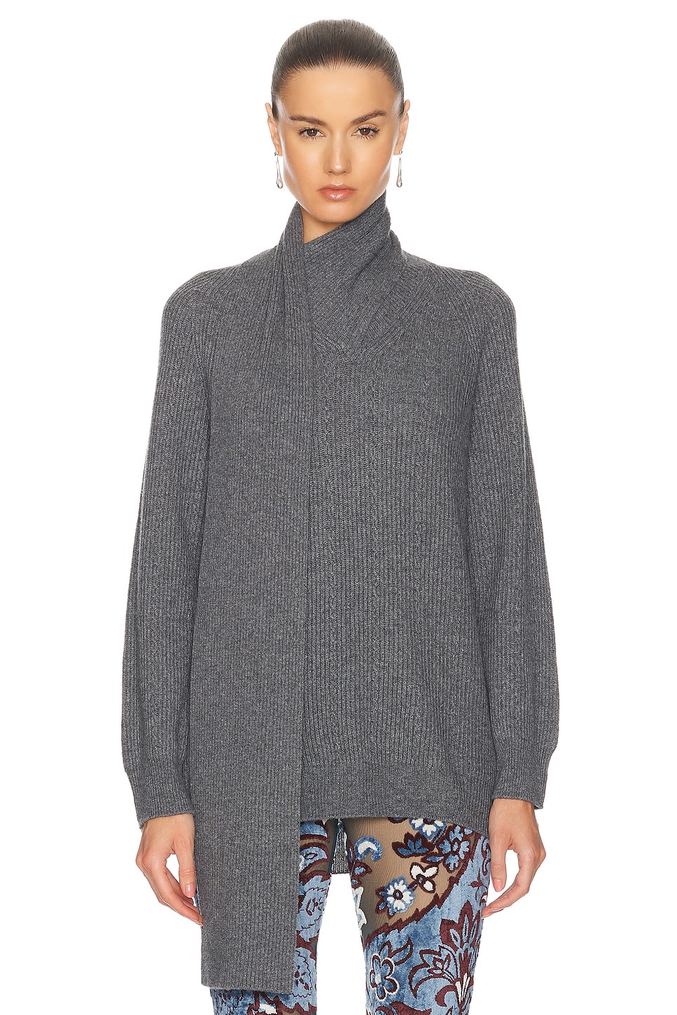 Etro , Wool And Cashmere Sweater, Woman, Grey, Size 48 In Smoke Grey