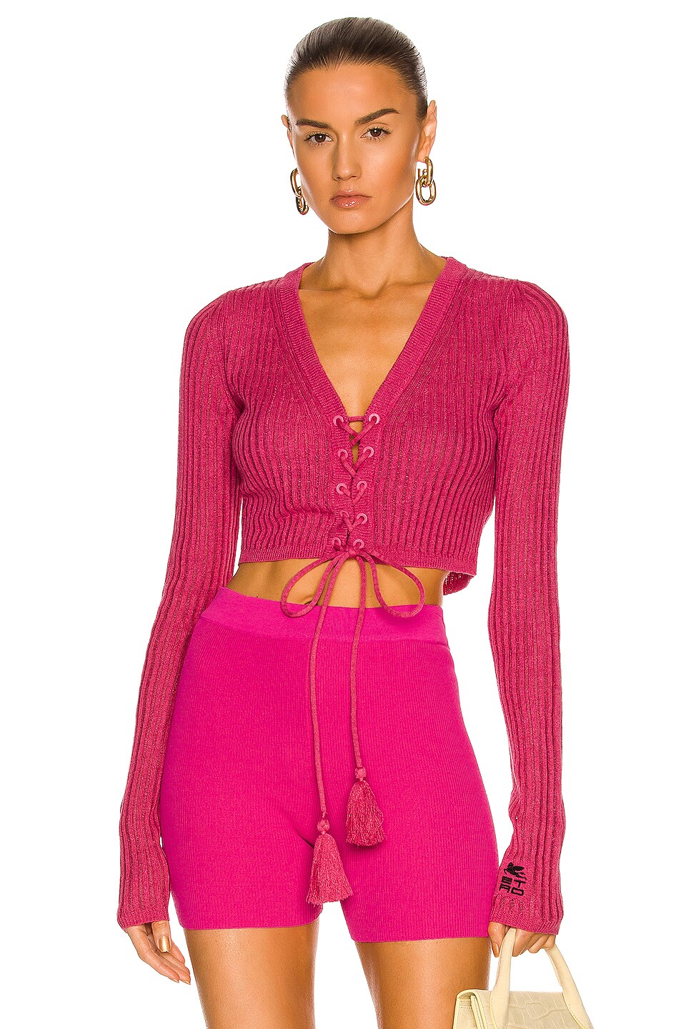 Image 1 of Etro Lace Up Sweater in Rosa
