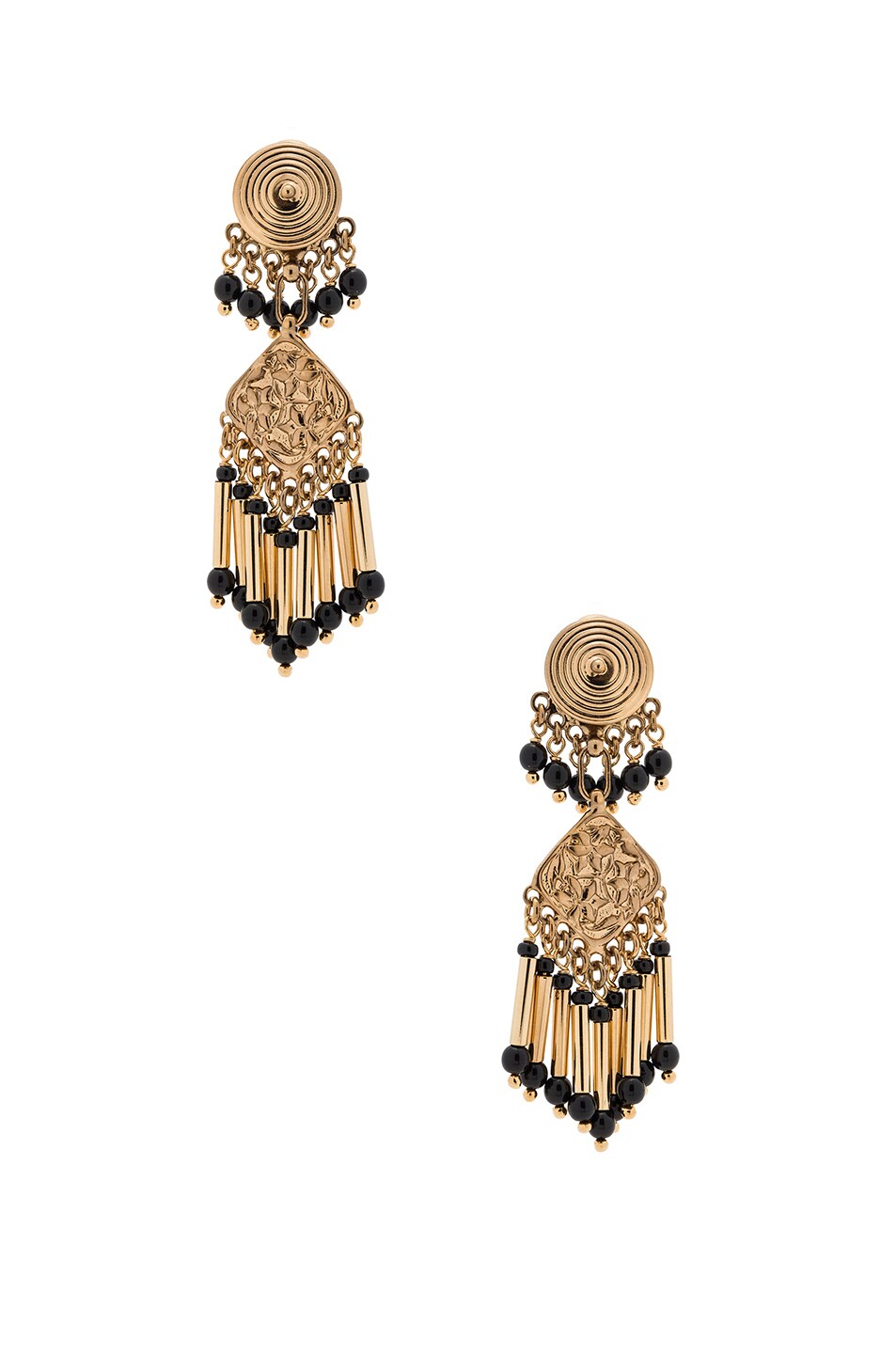 Image 1 of Etro Pendant Earrings in Gold & Black